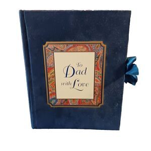 VTG Photo Album 90s DEDICATION book TO DAD WITH LOVE Father suede BLUE ribbon